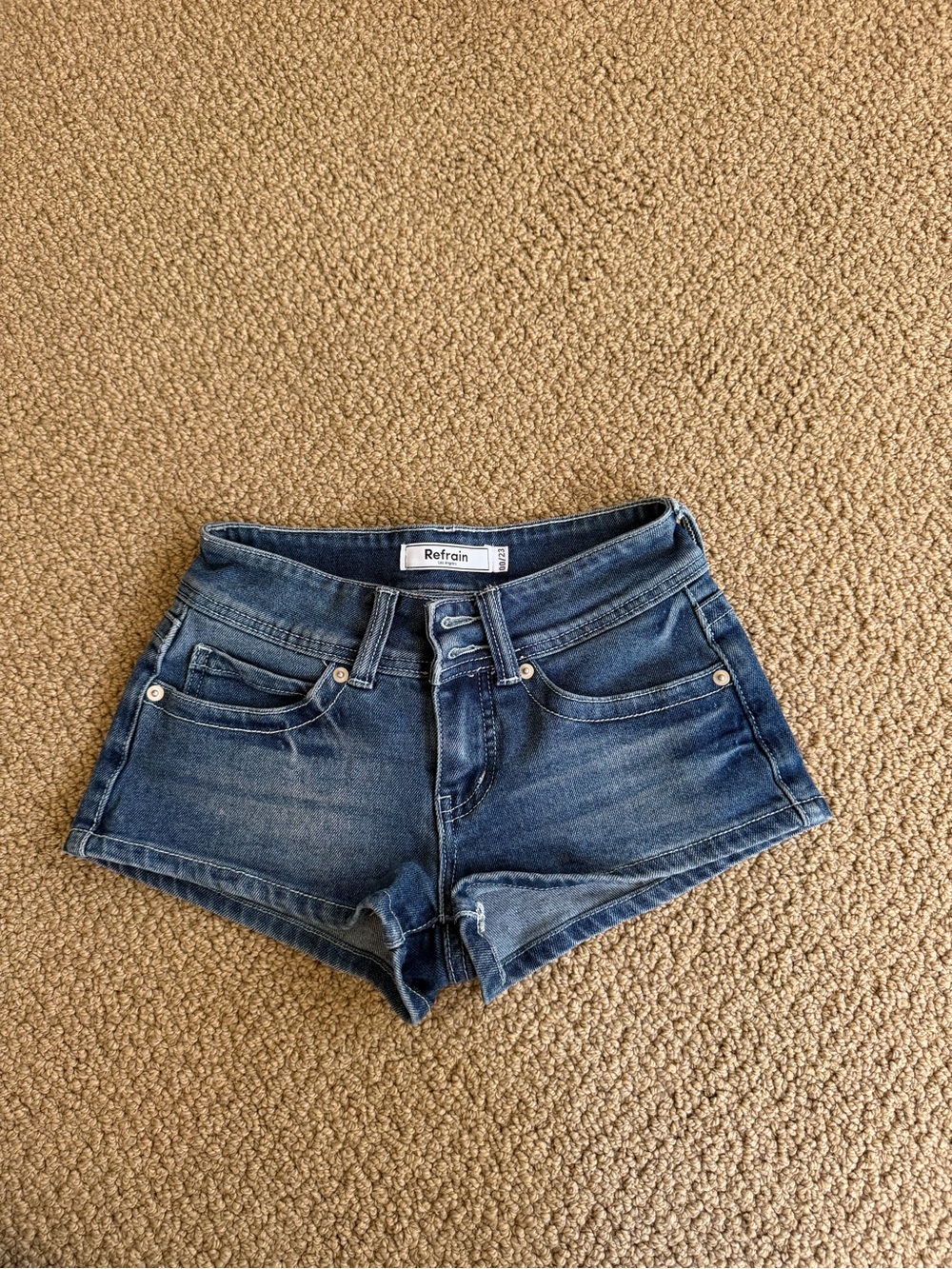 Women's Dark Blue Low Rise Denim Shorts
